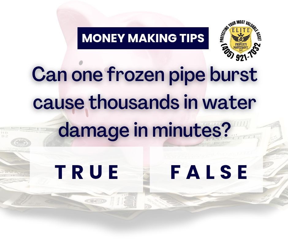 Elite Property Maintenance did-you-know graphic about frozen pipes in Oklahoma